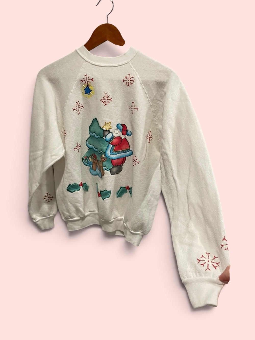 Vintage 80s puff paint appliqué ugly holiday christmas contest winner sweatshirt